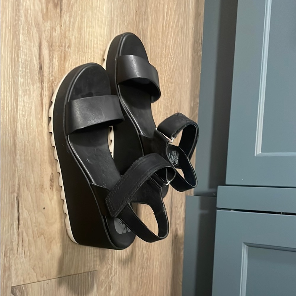 Sorel Black Platform Sandals